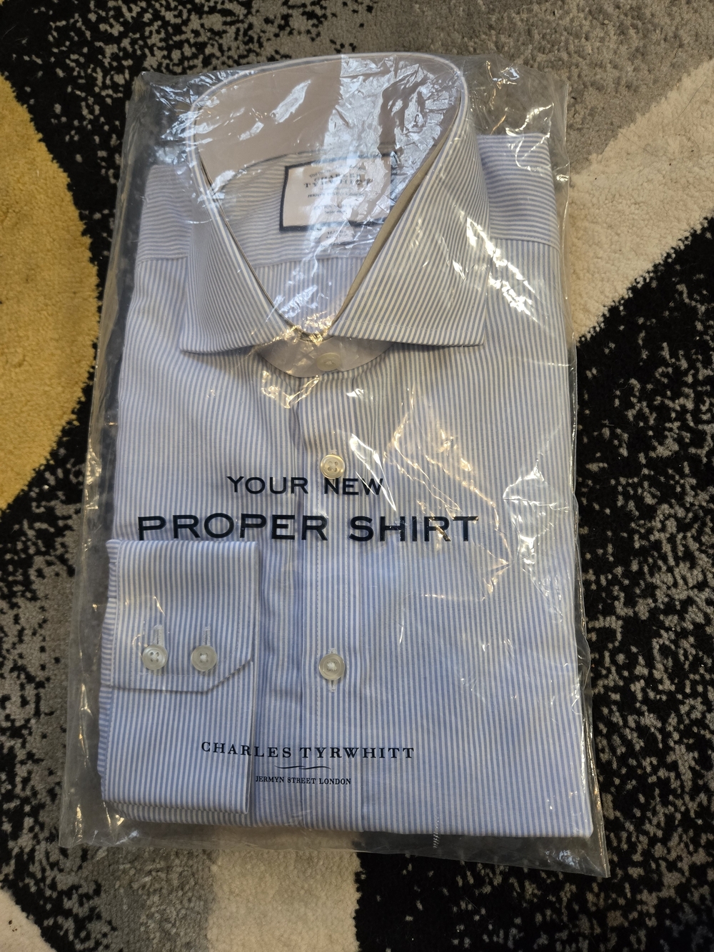 Charles Tyrwhitt Light Blue Pinstripe Casual Button-Down Shirt